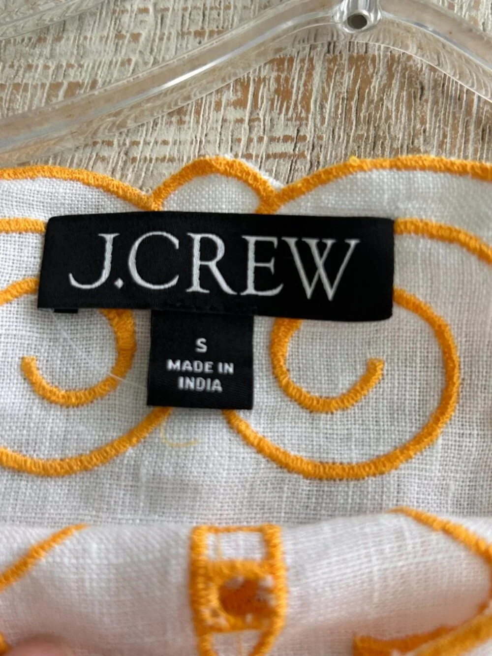 J. CREW Cutwork Tunic/Top/Blouse/Shirt Linen White Yellow‎ Embroidered Small